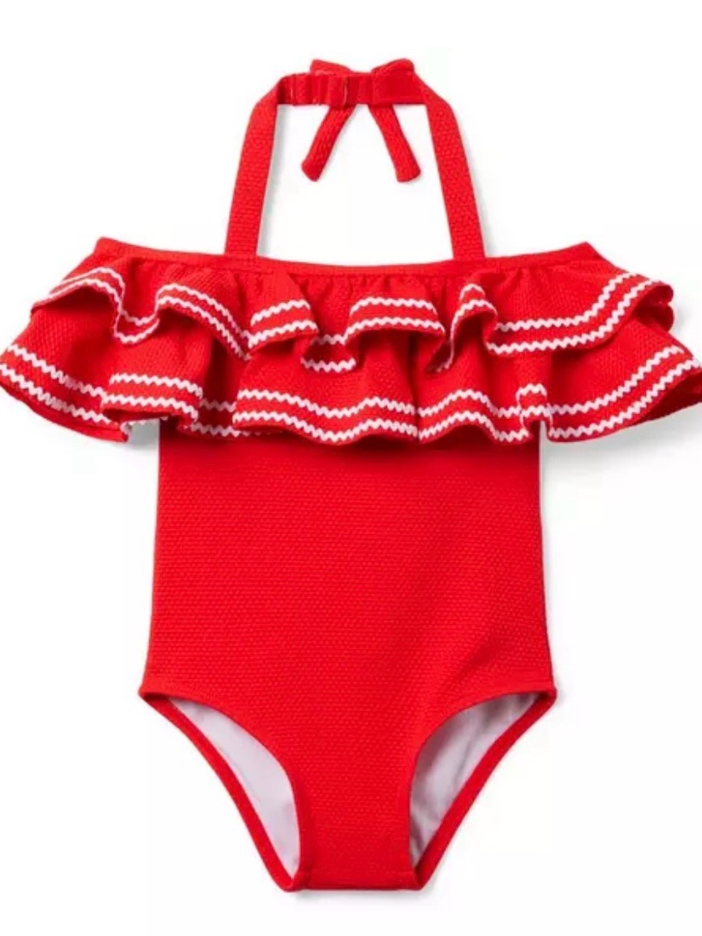 Janie and Jack Red Ruffle One Piece Swimsuit Girls 10